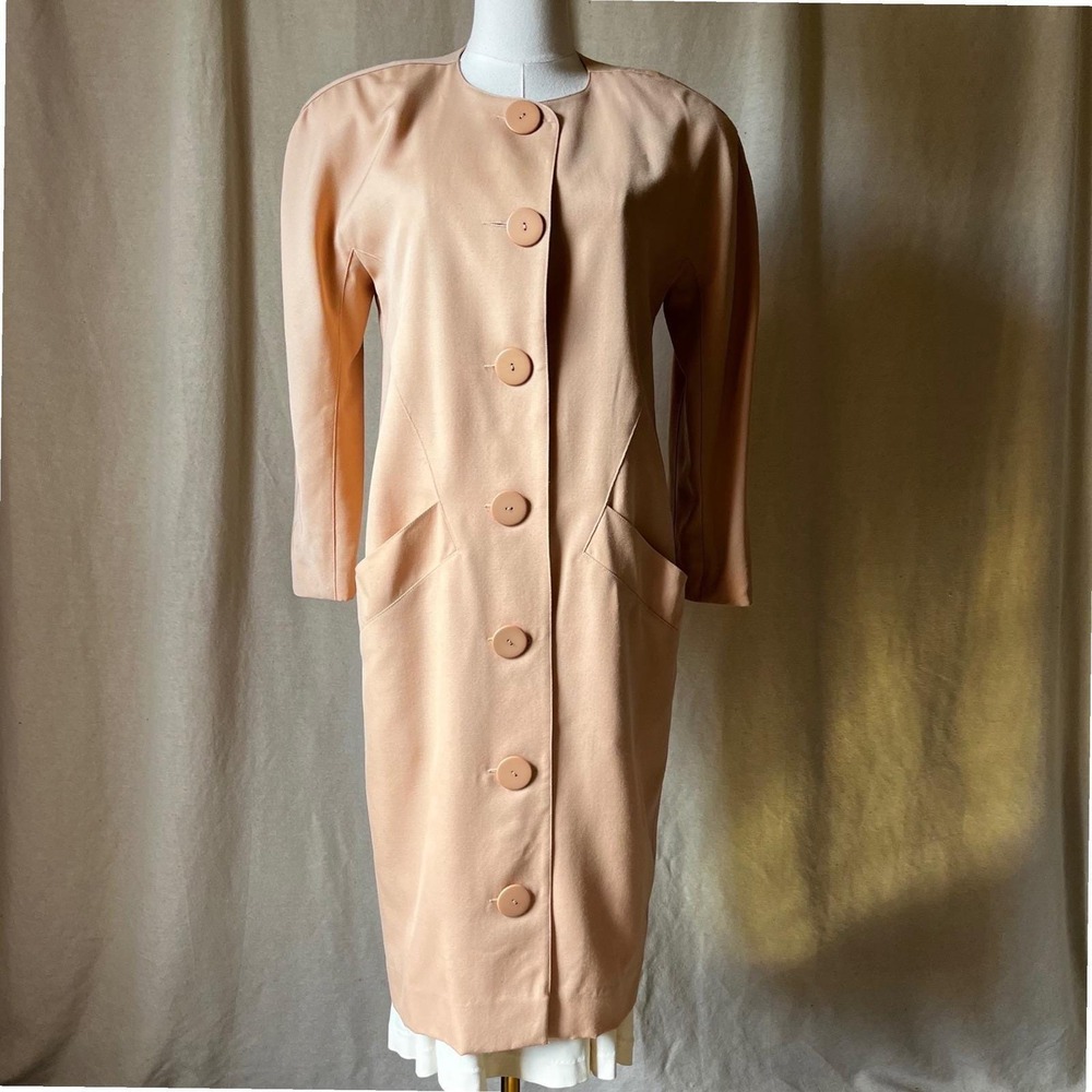 Vintage Guy Laroche Paris Wool Coat Peach France Minimalist Designer Coat EU 36